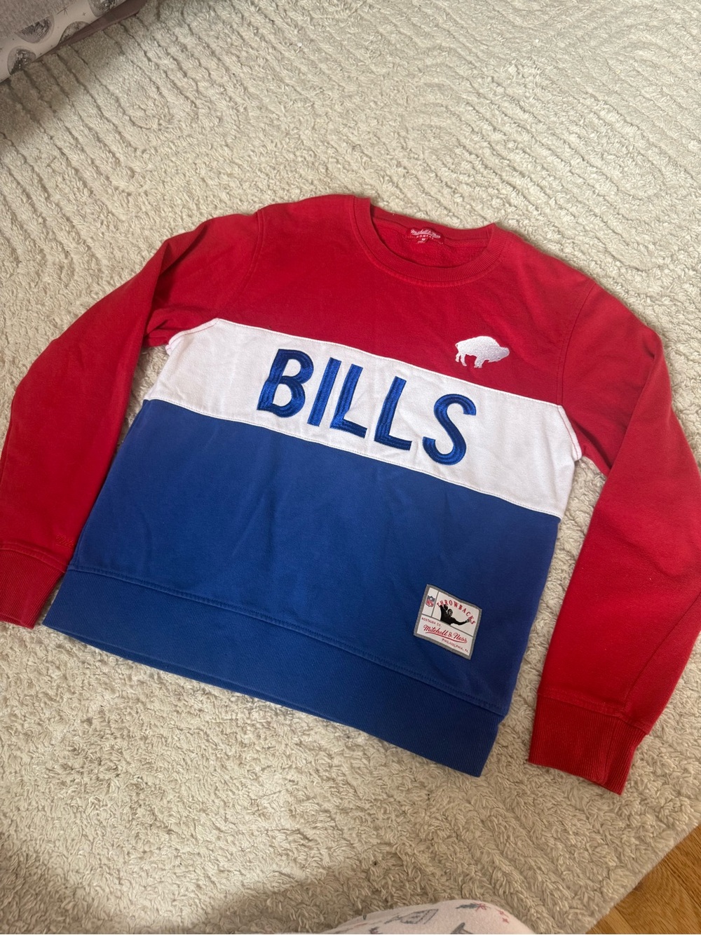Mitchell & Ness Bills Colorblock Crewneck - Red White Blue